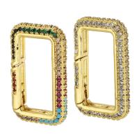 Messing Snap Lås, Rektangel, guldfarve belagt, mode smykker & du kan DIY & Micro Pave cubic zirconia & for kvinde, flere farver til valg, 15x25x4mm, 5pc'er/Lot, Solgt af Lot