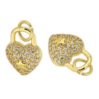 Cubic Zirconia Micro Pave Brass Pendant, Heart, gold color plated, fashion jewelry & DIY & micro pave cubic zirconia & for woman, golden, 9x12x3mm, Hole:Approx 3mm, 10PCs/Lot, Sold By Lot