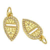Cubic Zirconia Micro Pave Brass Pendant, gold color plated, fashion jewelry & DIY & micro pave cubic zirconia & for woman, golden, 9x15x2mm, Hole:Approx 3.5mm, 10PCs/Lot, Sold By Lot