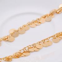 Brass Beading Chains, Flat Round, real gold plated, DIY, nickel, lead & cadmium free, 3mm, Sold By m