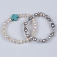 Freshwater Cultured Pearl Bracelet, Freshwater Pearl, with Turquoise, vintage & Unisex, mixed colors, Length:Approx 19 cm, Sold By PC