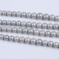 Edison+Perle Perle, rund, DIY, silbergrau, 11-15mm, verkauft per ca. 38 cm Strang
