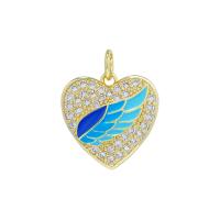 Cubic Zirconia Micro Pave Brass Pendant Heart 18K gold plated Unisex & micro pave cubic zirconia & enamel & hollow nickel lead & cadmium free Sold By PC