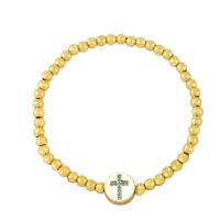 Cubic Zirconia Micro Pave Brass Bracelet Cross 18K gold plated micro pave cubic zirconia & for woman nickel lead & cadmium free Length 7.1 Inch Sold By PC