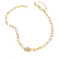 Cubic Zircon Micro Pave Brass Necklace with 2 extender chain Leopard 18K gold plated Unisex & micro pave cubic zirconia golden nickel lead & cadmium free Length 14.5 Inch Sold By PC