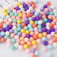 Plastic Beads, Round, stoving varnish, random style & DIY & frosted, mixed colors, 12mm, Sold By PC