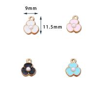 Tibetan Style Enamel Pendants, with Plastic Pearl, Flower, gold color plated, DIY, more colors for choice, nickel, lead & cadmium free, 11.50x9mm, Sold By PC