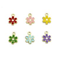 Tibetan Style Enamel Pendants, Flower, gold color plated, DIY, more colors for choice, nickel, lead & cadmium free, 11x8mm, Sold By PC