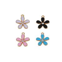 Tibetan Style Enamel Pendants, Flower, gold color plated, DIY, more colors for choice, nickel, lead & cadmium free, 17x17mm, Sold By PC