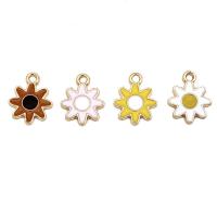 Tibetan Style Enamel Pendants, Flower, gold color plated, DIY, more colors for choice, nickel, lead & cadmium free, 12x15mm, Sold By PC