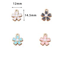 Tibetan Style Enamel Pendants, with Plastic Pearl, Flower, gold color plated, DIY, more colors for choice, nickel, lead & cadmium free, 14.50x12mm, Sold By PC