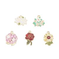 Tibetan Style Enamel Pendants, Flower, gold color plated, DIY & different styles for choice, mixed colors, nickel, lead & cadmium free, Sold By PC