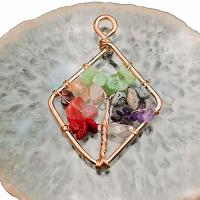 Tree Of Life Pendants Brass with Natural Gravel handmade fashion jewelry golden nickel lead & cadmium free Sold By PC