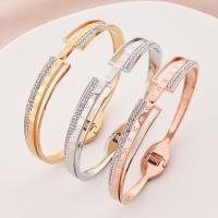 Stainless Steel Bangle Titanium Steel fashion jewelry & for woman & with rhinestone 60mm 10mm Sold By PC