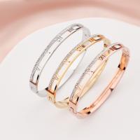 Stainless Steel Bangle, 304 Stainless Steel, fashion jewelry & for woman & with rhinestone, more colors for choice, 61mm,6.6mm, Sold By PC