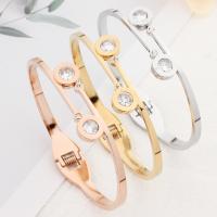 Stainless Steel Bangle, 304 Stainless Steel, fashion jewelry & for woman & with rhinestone, more colors for choice, 58mm, Sold By PC
