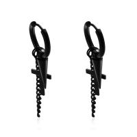 Titanium Steel  Earring Cross Vacuum Ion Plating fashion jewelry & Unisex black Sold By PC