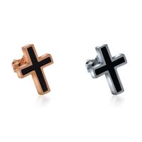 Titanium Steel  Earring, Cross, Vacuum Ion Plating, fashion jewelry & Unisex, more colors for choice, 9x14mm, Sold By PC