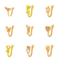Brass Nos piercing nakit, Mesing, pozlaćen, Drugačiji oblik izbora & modni nakit & micro utrti kubni cirkonij & za žene, više boja za izbor, nikal, olovo i kadmij besplatno, 12mm, Prodano By PC