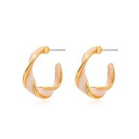 Zinc Alloy Stud Earring Letter C KC gold color plated fashion jewelry & for woman & enamel golden nickel lead & cadmium free 25mm Sold By Pair