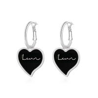 Tibetan Style Drop Earrings, Heart, platinum color plated, fashion jewelry & for woman & enamel, more colors for choice, nickel, lead & cadmium free, 45mm, Sold By Pair