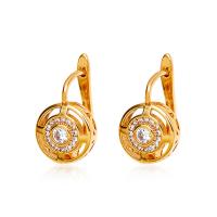 Cubic Zirconia Micro Pave Brass Earring, Round, plated, fashion jewelry & micro pave cubic zirconia & for woman, more colors for choice, nickel, lead & cadmium free, 10x18mm, Sold By Pair
