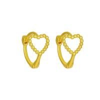 Brass Hoop Earring, Heart, plated, fashion jewelry & for woman & hollow, more colors for choice, nickel, lead & cadmium free, 12mm, Sold By Pair