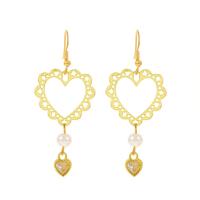 Zinc Alloy Drop Earrings Heart gold color plated fashion jewelry & for woman & hollow golden nickel lead & cadmium free Sold By Pair