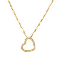 Brass Necklace, with 5cm extender chain, Heart, plated, fashion jewelry & for woman & with rhinestone & hollow, more colors for choice, nickel, lead & cadmium free, Length:48 cm, Sold By PC