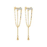 Zinc Alloy Drop Earrings Star KC gold color plated fashion jewelry & for woman & with rhinestone golden nickel lead & cadmium free 60mm Sold By Pair