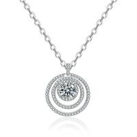 Cubic Zircon Micro Pave Brass Necklace, with 5cm extender chain, Round, polished, fashion jewelry & micro pave cubic zirconia & for woman, platinum color, nickel, lead & cadmium free, 17x19.90mm, Length:40 cm, Sold By PC