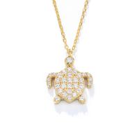 Cubic Zircon Micro Pave 925 Sterling Silver Necklace Turtle plated micro pave cubic zirconia & for woman 12.80mm Length Approx 17.7 Inch Sold By PC