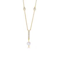 Cubic Zircon Micro Pave 925 Sterling Silver Necklace, with Shell Pearl, plated, micro pave cubic zirconia & for woman, more colors for choice, 450mm, Sold By PC