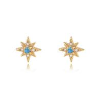 Cubic Zirconia Micro Pave Sterling Silver Earring 925 Sterling Silver with Opal plated micro pave cubic zirconia & for woman 8.50mm Sold By Pair