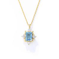 Cubic Zircon Micro Pave 925 Sterling Silver Necklace with Topaze gold color plated micro pave cubic zirconia & for woman gold 15mm Length Approx 17.7 Inch Sold By PC