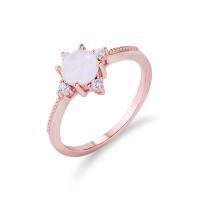 Cubic Zirconia Micro Pave 925 Sterling Silver Rings, with Moonstone, rose gold color plated, different size for choice & micro pave cubic zirconia & for woman, rose gold color, Sold By PC