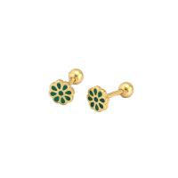 925 Sterling Silver Stud Earrings, Flower, plated, for woman & enamel, more colors for choice, 5mm, Sold By Pair