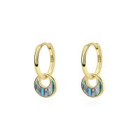 Shell Earrings 925 Sterling Silver with turquoise & Abalone Shell plated & for woman 32mm Sold By PC