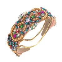 Hair Bands, Cloth, with Glass Rhinestone & Plastic Pearl, Baroque style & for woman, more colors for choice, 160x135mm, Sold By PC