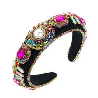 Hair Bands Cloth with Glass Rhinestone & Plastic Pearl Geometrical Pattern Baroque style & for woman Sold By PC