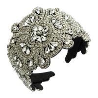 Hair Bands, Cloth, with Glass Rhinestone, Flower, Baroque style & for woman, white, 105mm, Sold By PC