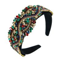 Hair Bands, Cloth, with Glass Rhinestone, Baroque style & for woman, more colors for choice, 380x55mm, Sold By PC