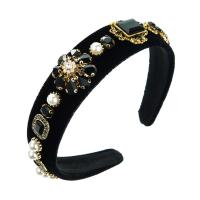 Hair Bands Cloth with Plastic Pearl Geometrical Pattern Baroque style & for woman & with rhinestone Sold By PC