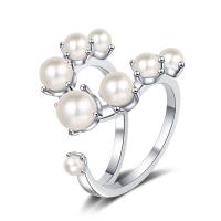 Brass Finger Ring with Plastic Pearl fashion jewelry & for woman nickel lead & cadmium free 16mm Sold By PC
