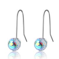 Brass Drop Earring, with Crystal, platinum plated, fashion jewelry & for woman, nickel, lead & cadmium free, 27x8mm, Sold By Pair