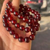 Natural Garnet Bracelet, Round, polished, Unisex, red, 10-11mm, Length:Approx 7.5 Inch, Sold By PC
