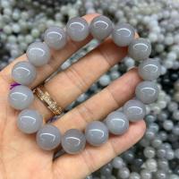 Hetian Jade Bracelet Round polished Unisex grey 12mm Length Approx 7.5 Inch Sold By PC