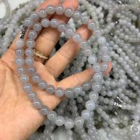 Hetian Jade Necklace Round polished Unisex grey 8mm Length Approx 18 Inch Sold By PC