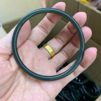 Hetian Jade Armreif, Kreisring, poliert, für Frau, dunkelgrün, inner diameter: 54~64mm, verkauft von PC