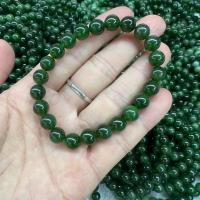 Hetian Jade bracelet, Rond, poli, unisexe, vert foncé, 8mm, Longueur:Environ 7.5 pouce, Vendu par PC